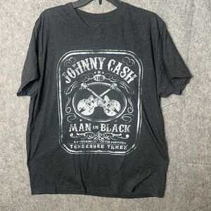 Johnny Cash Man in‎ Black Size XL Country Music Black Cotton Blend T-shirt